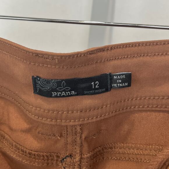 PRANA Halle Pants Zip Fly Roll Up Hike Travel Stretch Nylon Rust Brown 12 SHORT - Picture 3 of 12